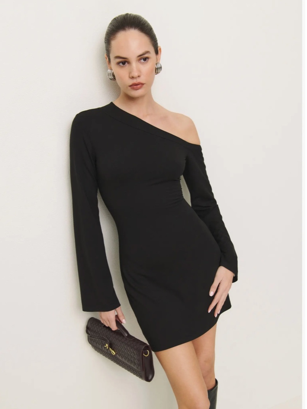 NWT Reformation Willow Asymmetric Long Sleeve Minidress